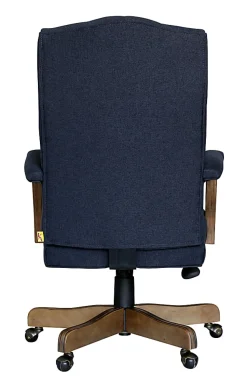 Boss Office Products Button-Tufted Ergonomic High-Back Chair, Navy Denim/Blue Linen