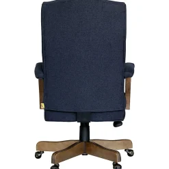 Boss Office Products Button-Tufted Ergonomic High-Back Chair, Navy Denim/Blue Linen