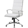 Boss Office Products CaressoftPlus™ Ergonomic Executive High-Back Chair, White/Chrome