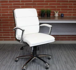 Boss Office Products Caressoft Mid-Back Chair, White