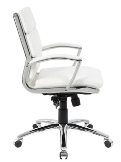 Boss Office Products Caressoft Mid-Back Chair, White