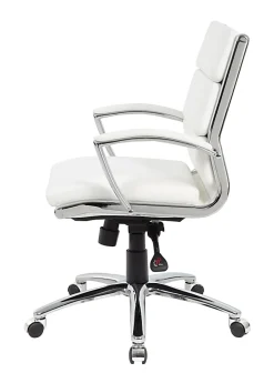 Boss Office Products Caressoft Mid-Back Chair, White