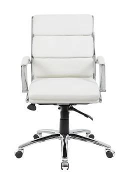 Boss Office Products Caressoft Mid-Back Chair, White