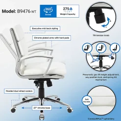 Boss Office Products Caressoft Mid-Back Chair, White