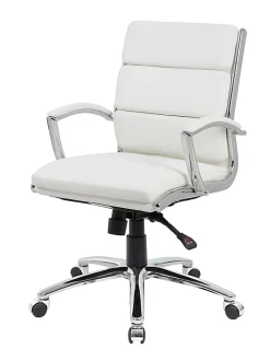Boss Office Products Caressoft Mid-Back Chair, White