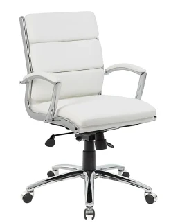 Boss Office Products Caressoft Mid-Back Chair, White