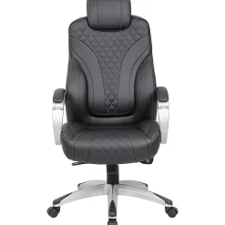 Boss Office Products Caressoft Hinged Arm Executive Ergonomic High-Back Chair, Black