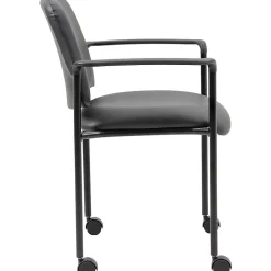 Boss Office Products Caressoft Square Back Stacking Chair with Antimicrobial Protection, Black