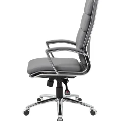 Boss Office Products CaressoftPlusâ„¢ Vinyl Ergonomic High-Back Chair, Gray/Chrome