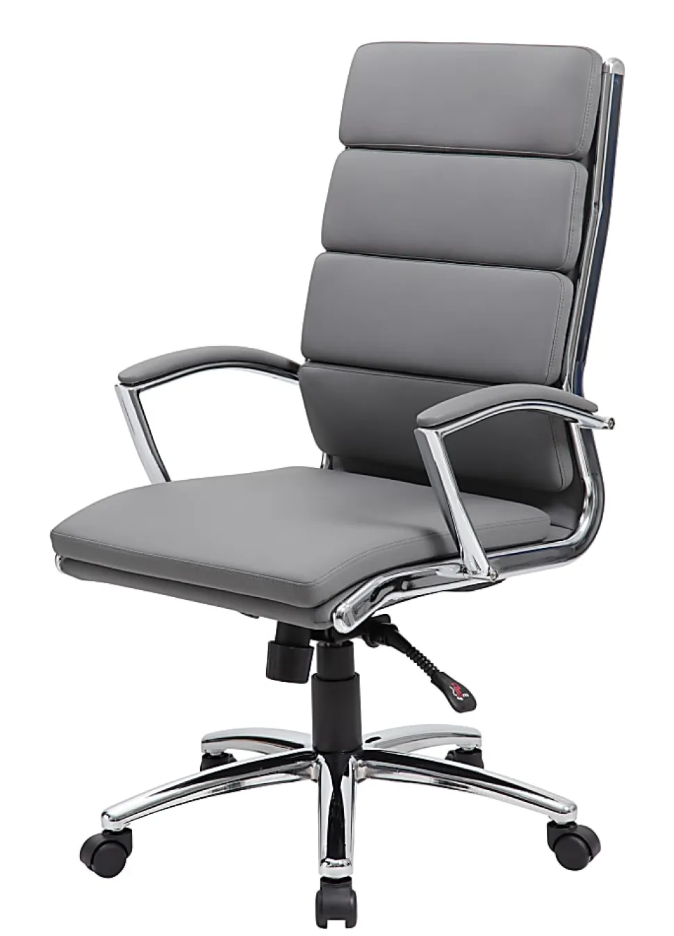 Boss Office Products CaressoftPlus™ Vinyl Ergonomic High-Back Chair, Gray/Chrome