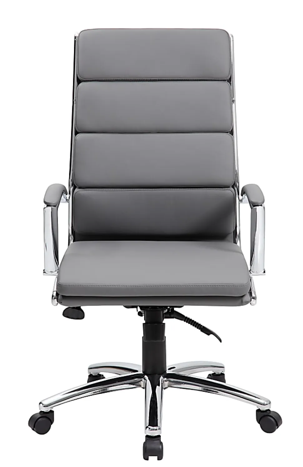 Boss Office Products CaressoftPlus™ Vinyl Ergonomic High-Back Chair, Gray/Chrome