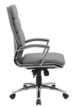 Boss Office Products CaressoftPlus™ Vinyl Ergonomic High-Back Chair, Gray/Chrome