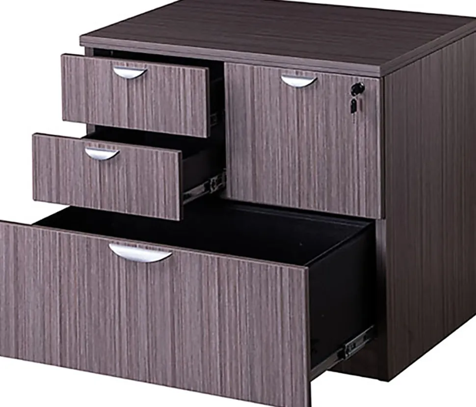 Boss Office Products Combo 31”W x 22”D Lateral 4-Drawer File Cabinet, Driftwood