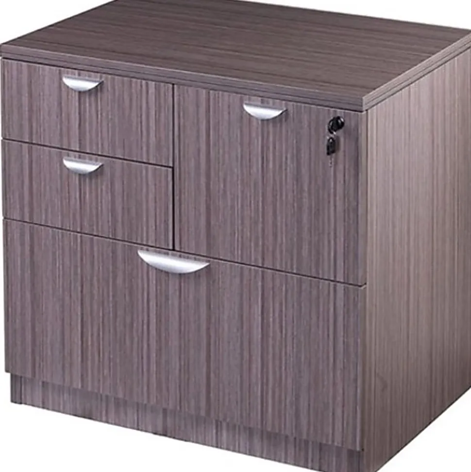 Boss Office Products Combo 31”W x 22”D Lateral 4-Drawer File Cabinet, Driftwood