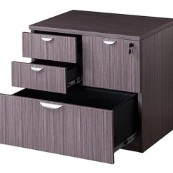 Boss Office Products Combo 31”W x 22”D Lateral 4-Drawer File Cabinet, Driftwood