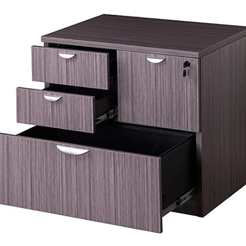 Boss Office Products Combo 31”W x 22”D Lateral 4-Drawer File Cabinet, Driftwood