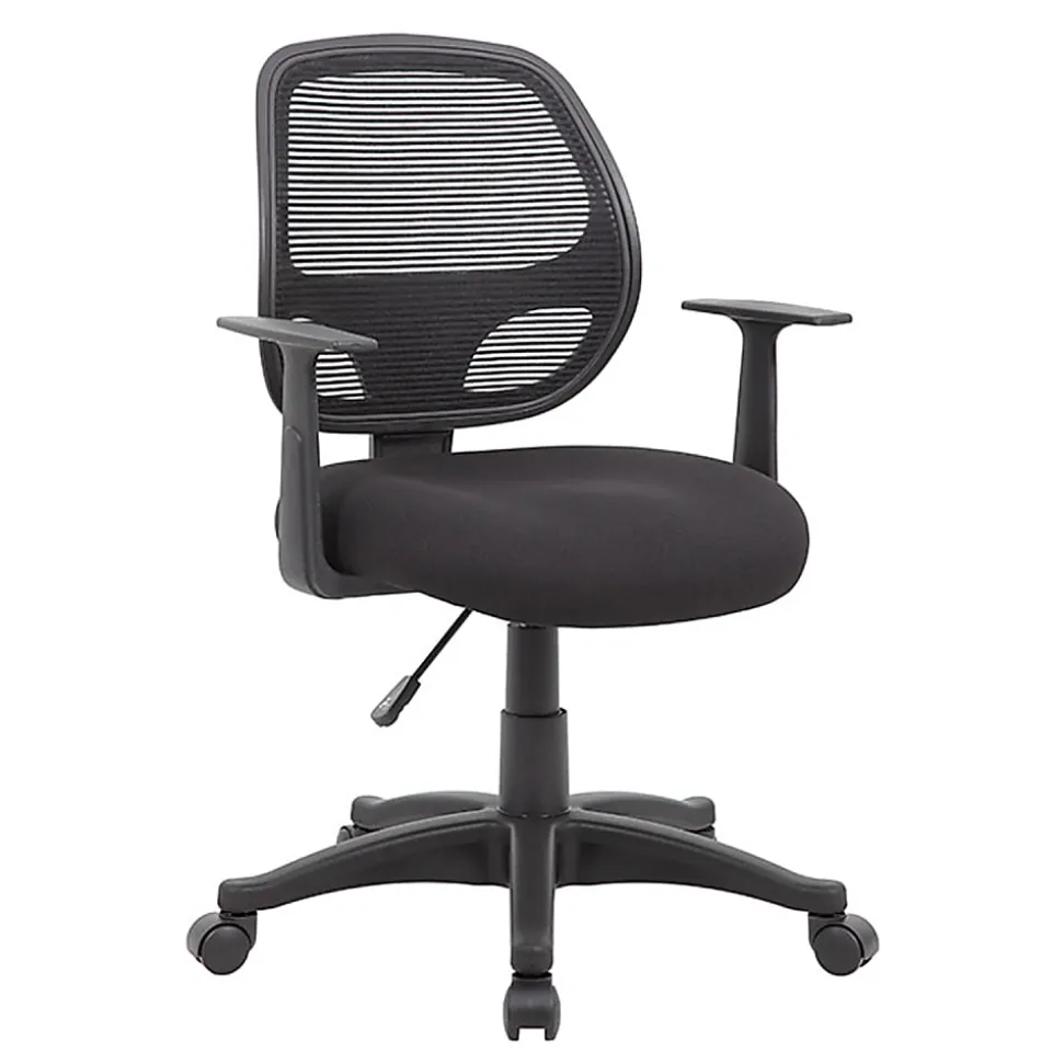 Boss Office Products Commercial Grade Ergonomic Mesh High-Back Task Chair With Arms, Black