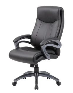 Boss Office Products Double-Layer Ergonomic Faux Leather High-Back Executive Office Chair, Black
