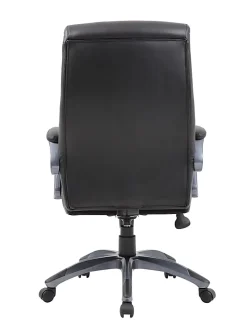 Boss Office Products Double-Layer Ergonomic Faux Leather High-Back Executive Office Chair, Black