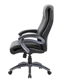 Boss Office Products Double-Layer Ergonomic Faux Leather High-Back Executive Office Chair, Black