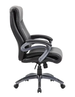 Boss Office Products Double-Layer Ergonomic Faux Leather High-Back Executive Office Chair, Black