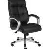 Boss Office Products Double-Plus Ergonomic LeatherPlus™ Bonded Leather High-Back Chair, Black/Silver