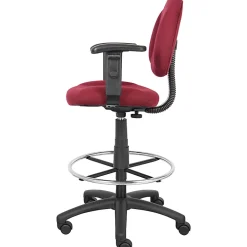 Boss Office Products Drafting Stool, Adjustable Arms, Burgundy, B1616-BY