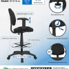 Boss Office Products Drafting Stool, Adjustable Arms, Black, B1616-BK