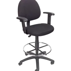 Boss Office Products Drafting Stool, Adjustable Arms, Black, B1616-BK