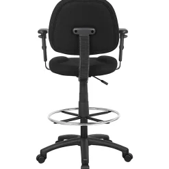 Boss Office Products Drafting Stool, Adjustable Arms, Black, B1616-BK