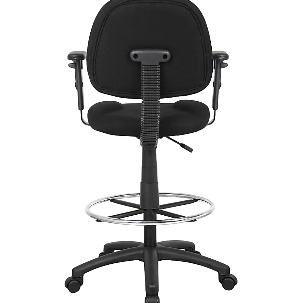 Boss Office Products Drafting Stool, Adjustable Arms, Black, B1616-BK