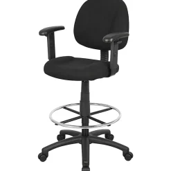 Boss Office Products Drafting Stool, Adjustable Arms, Black, B1616-BK