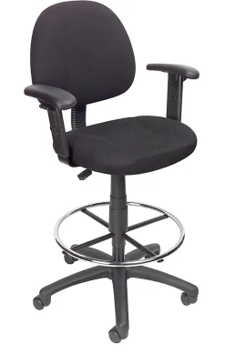 Boss Office Products Drafting Stool, Adjustable Arms, Black, B1616-BK