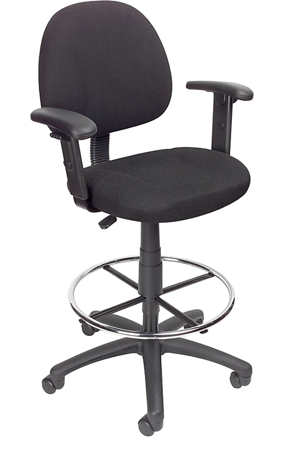 Boss Office Products Drafting Stool, Adjustable Arms, Black, B1616-BK