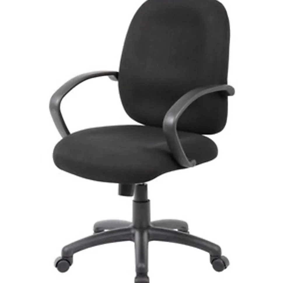 Boss Office Products Ergonomic Budget Tweed Mid-Back Task Chair, Black