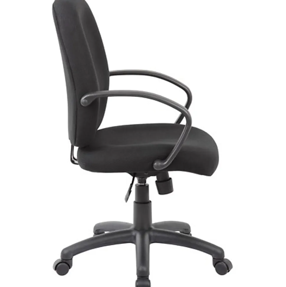 Boss Office Products Ergonomic Budget Tweed Mid-Back Task Chair, Black