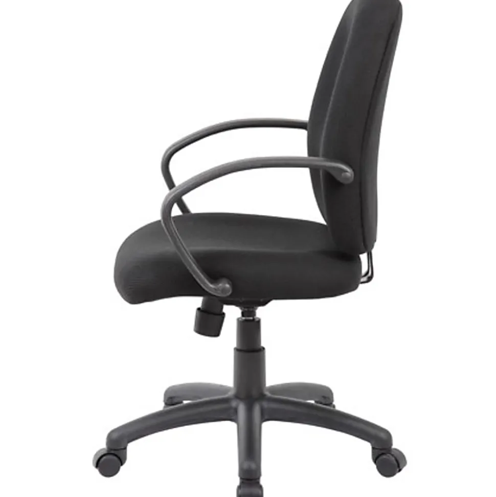 Boss Office Products Ergonomic Budget Tweed Mid-Back Task Chair, Black