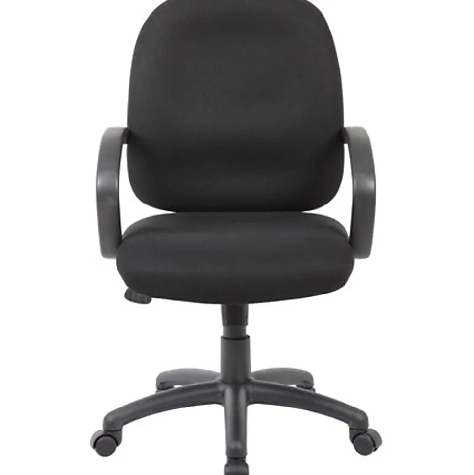 Boss Office Products Ergonomic Budget Tweed Mid-Back Task Chair, Black