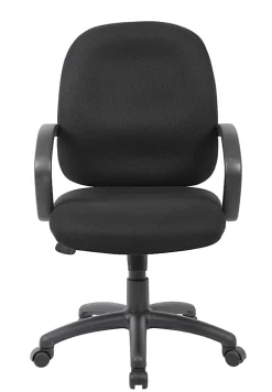 Boss Office Products Ergonomic Budget Tweed Mid-Back Task Chair, Black
