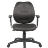 Boss Office Products Ergonomic Vinyl Mid-Back Task Chair With Adjustable Arms, Black