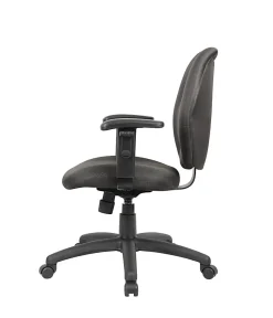 Boss Office Products Ergonomic Vinyl Mid-Back Task Chair With Adjustable Arms, Black