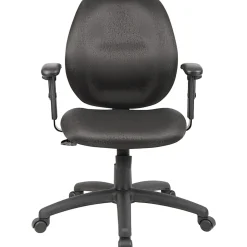 Boss Office Products Ergonomic Vinyl Mid-Back Task Chair With Adjustable Arms, Black