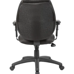 Boss Office Products Ergonomic Vinyl Mid-Back Task Chair With Adjustable Arms, Black