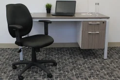 Boss Office Products Ergonomic Vinyl Mid-Back Task Chair With Adjustable Arms, Black