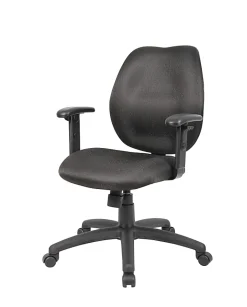 Boss Office Products Ergonomic Vinyl Mid-Back Task Chair With Adjustable Arms, Black