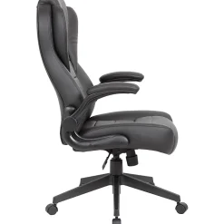 Boss Office Products Ergonomic LeatherPlus™ Bonded Leather High-Back Executive Chair, Black