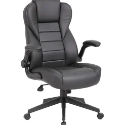 Boss Office Products Ergonomic LeatherPlus™ Bonded Leather High-Back Executive Chair, Black