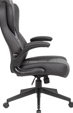 Boss Office Products Ergonomic LeatherPlus™ Bonded Leather High-Back Executive Chair, Black