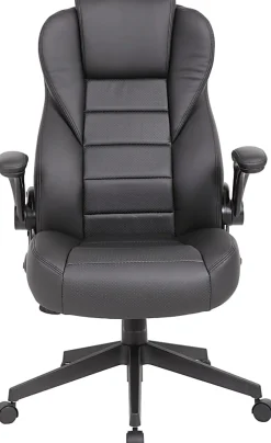 Boss Office Products Ergonomic LeatherPlus™ Bonded Leather High-Back Executive Chair, Black