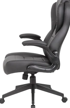 Boss Office Products Ergonomic LeatherPlus™ Bonded Leather High-Back Executive Chair, Black